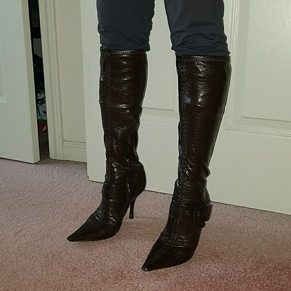 BCBG Brown faux gator print